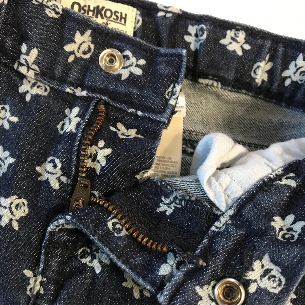 OshKosh B'Gosh Flower Print Jeans Denim Kids Pants Size 5 Girls‎ Child Kid